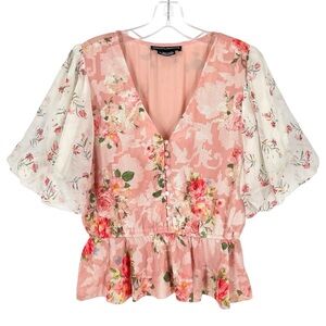 Floral Pink Peplum Top